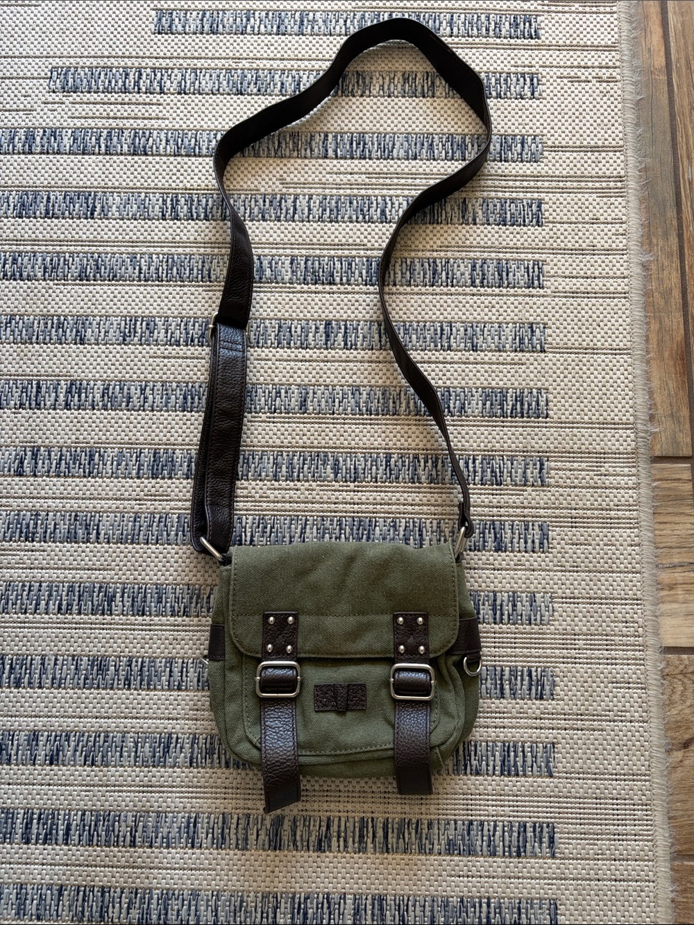 Olive Green Canvas Crossbody Bag
